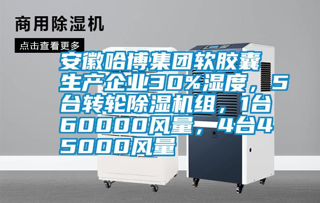 安徽哈博集團軟膠囊生產(chǎn)企業(yè)30%濕度，5臺轉(zhuǎn)輪除濕機組，1臺60000風(fēng)量，4臺45000風(fēng)量